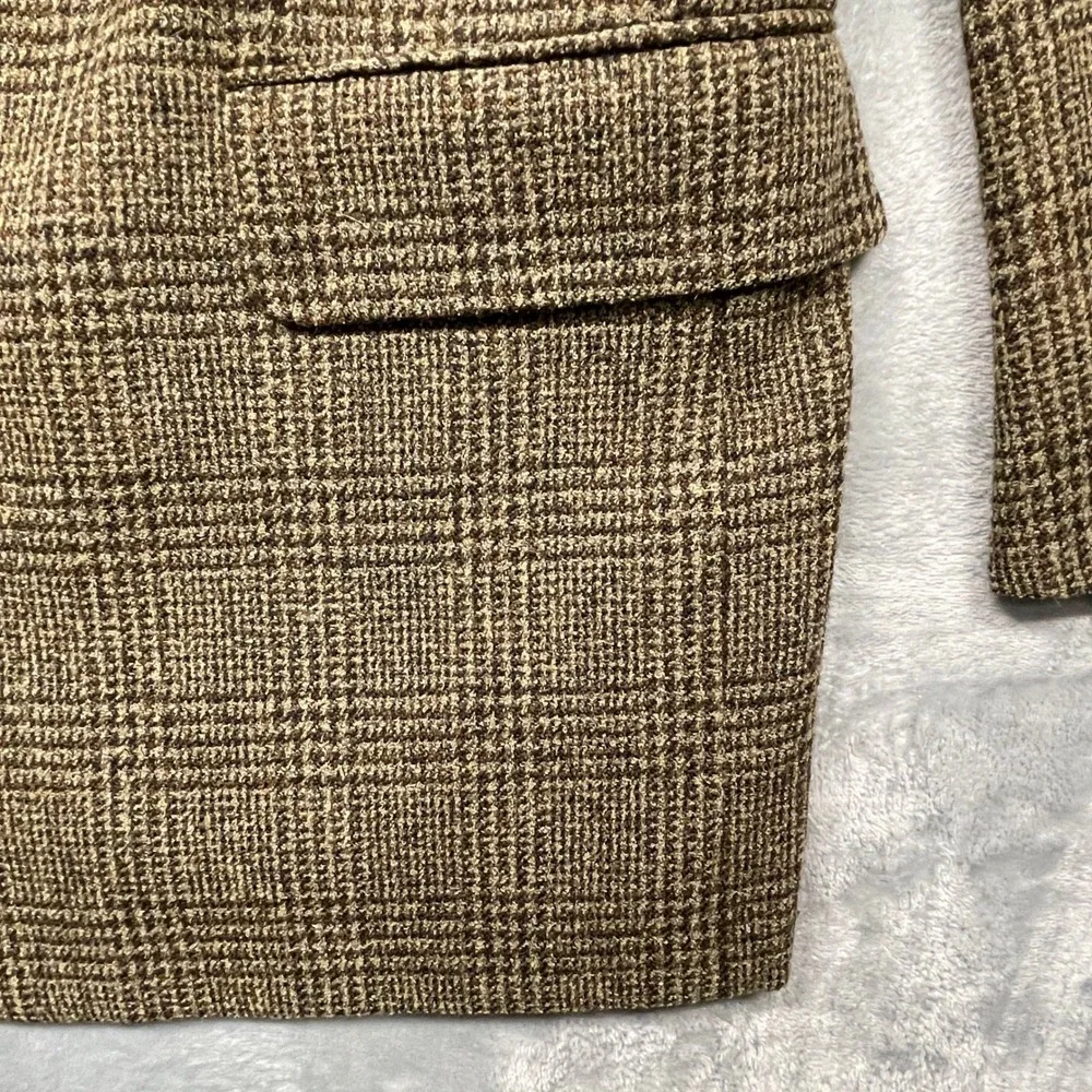 VTG Joseph Abboud Nordstrom Blazer Mens Brown Glen Plaid Wool Made in USA 46R
